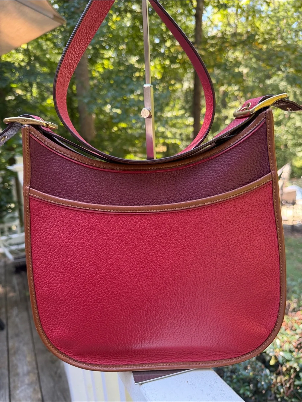 Coach Emory 1941 Collection Crossbody Colorblock Red Apple Glovetanned leather